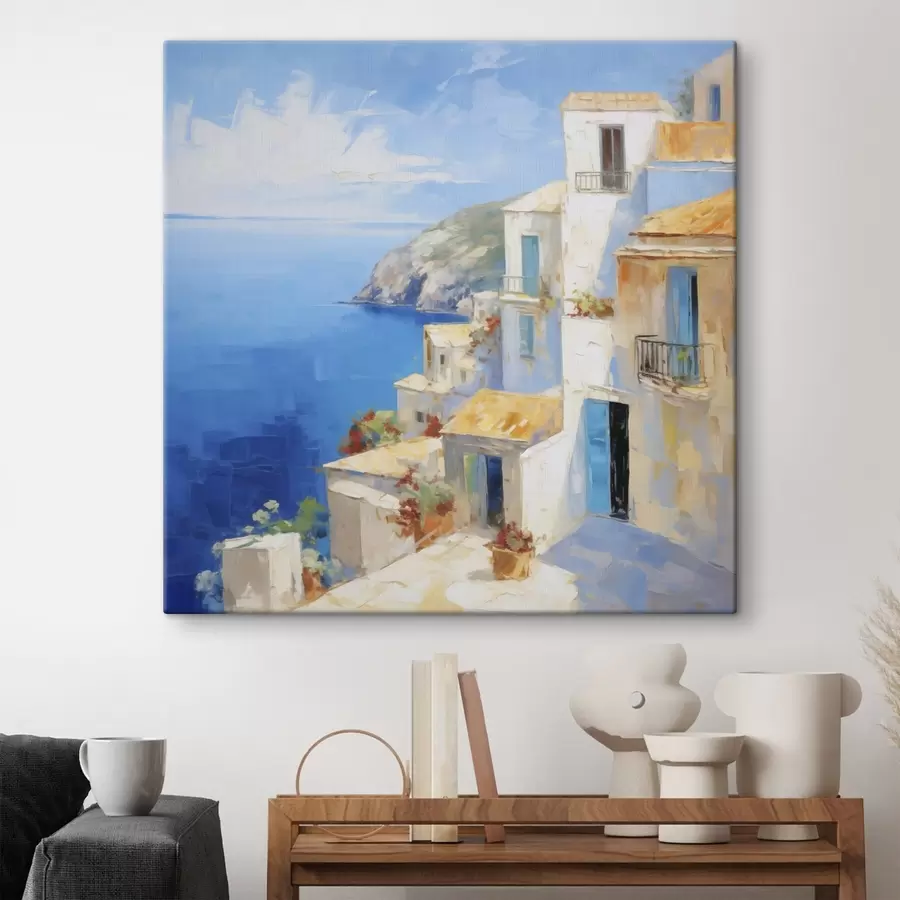  Peintures Ville au bord de la mer – imitation de peinture s49590