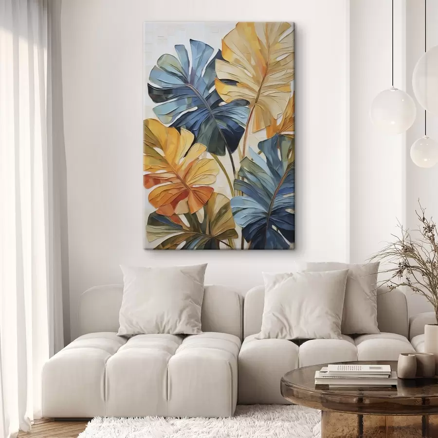  Peintures Peinture représentant des feuilles tropicales colorées s49600