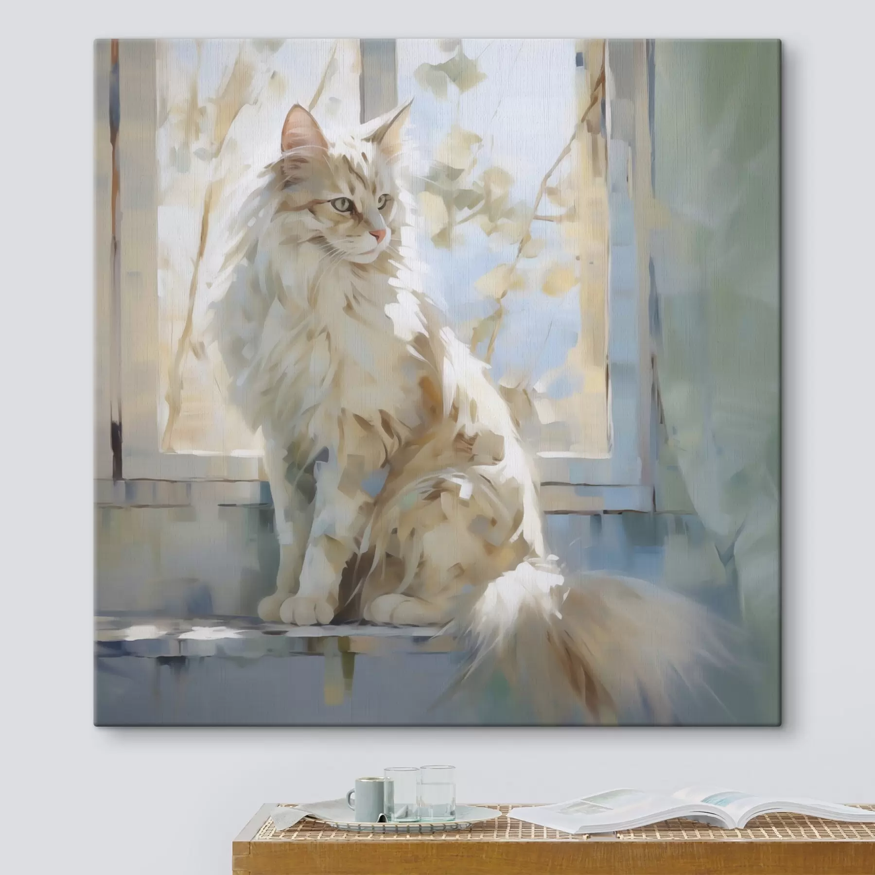  Peintures Un chat sur le rebord d'une fenêtre est une imitation d'un tableau s49602