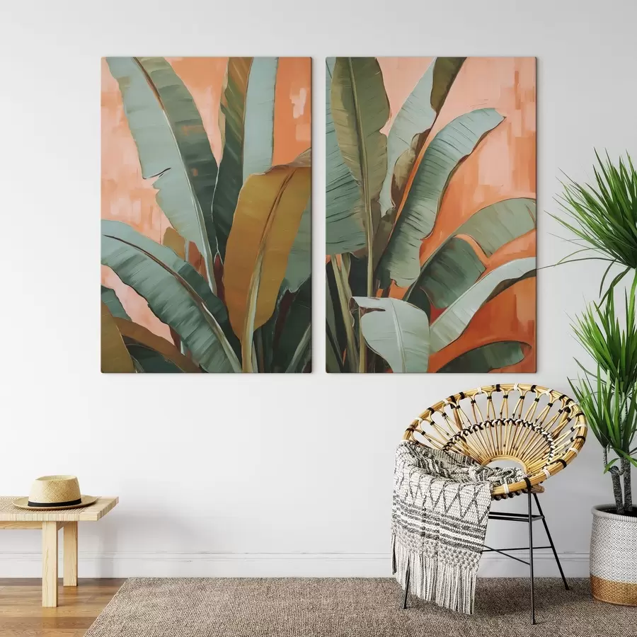  Peintures Peinture représentant de grandes feuilles tropicales m30617