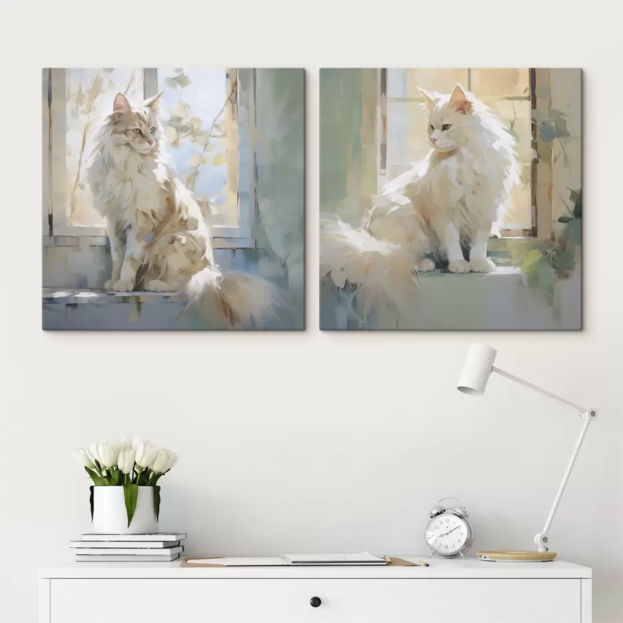  Peintures Un chat sur le rebord d'une fenêtre est une imitation d'un tableau m30625