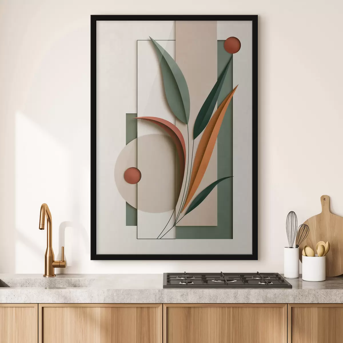 Poster Geometrische botanische compositie f49417