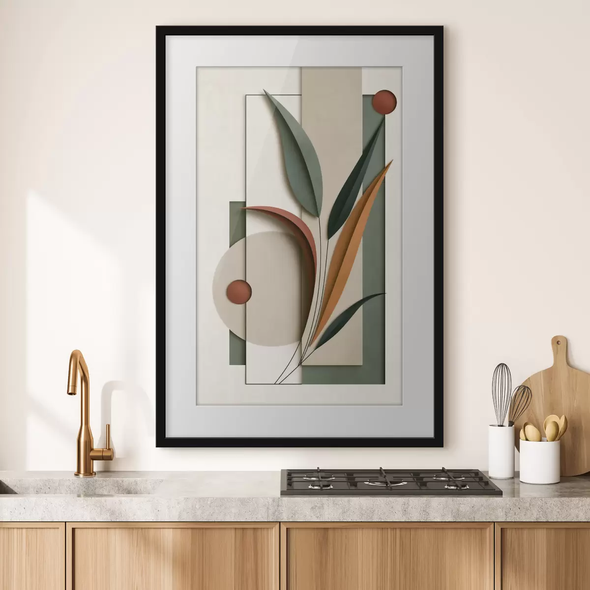 Poster Geometrische botanische compositie f49417