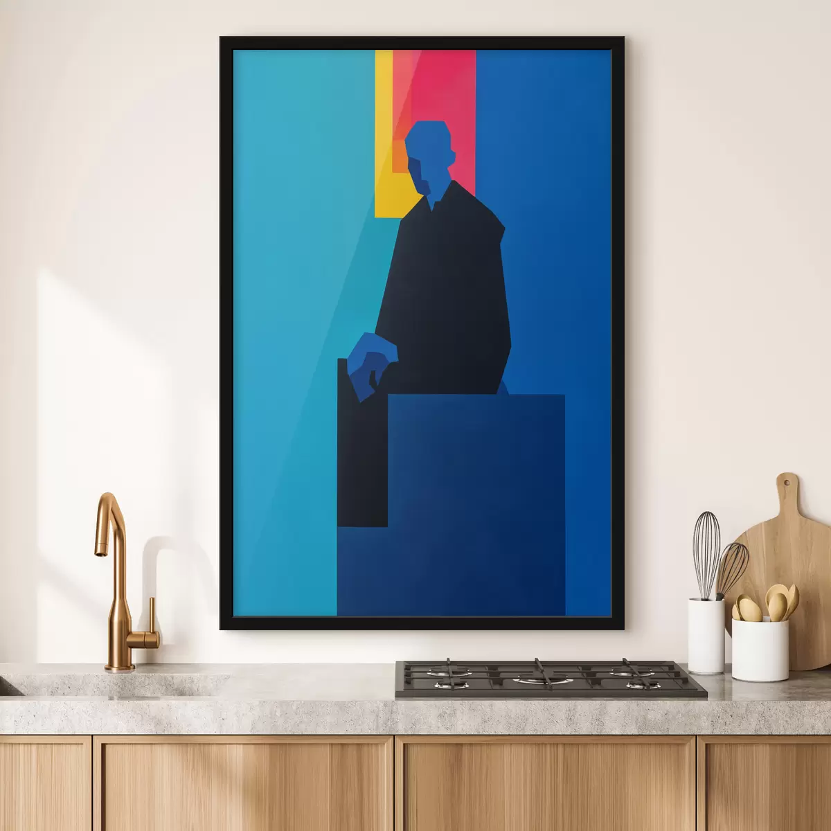 Affiche Portrait aux traits colorés f49669