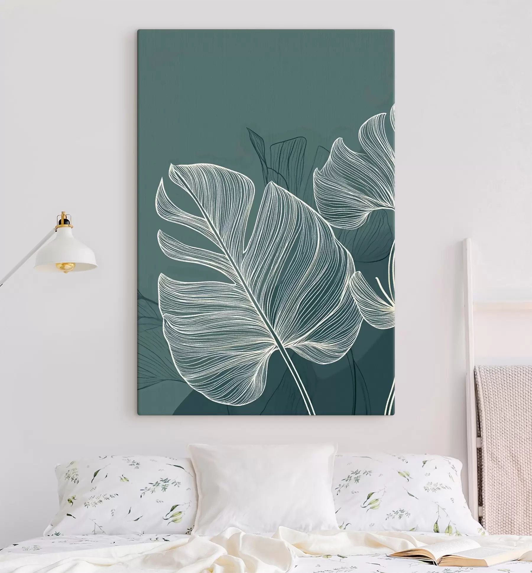  Peintures Feuilles tropicales aux nuances d'émeraude s49371