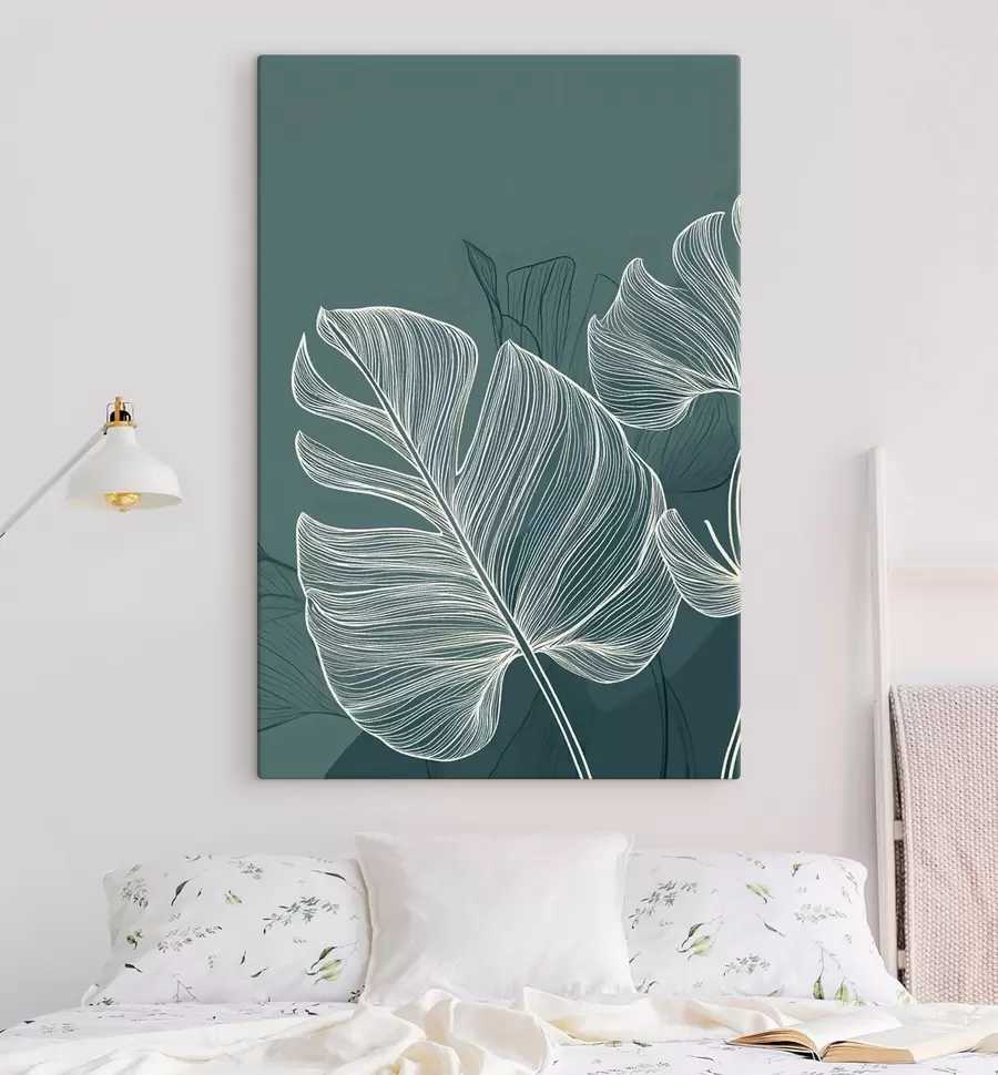  Peintures Feuilles tropicales aux nuances d'émeraude s49371