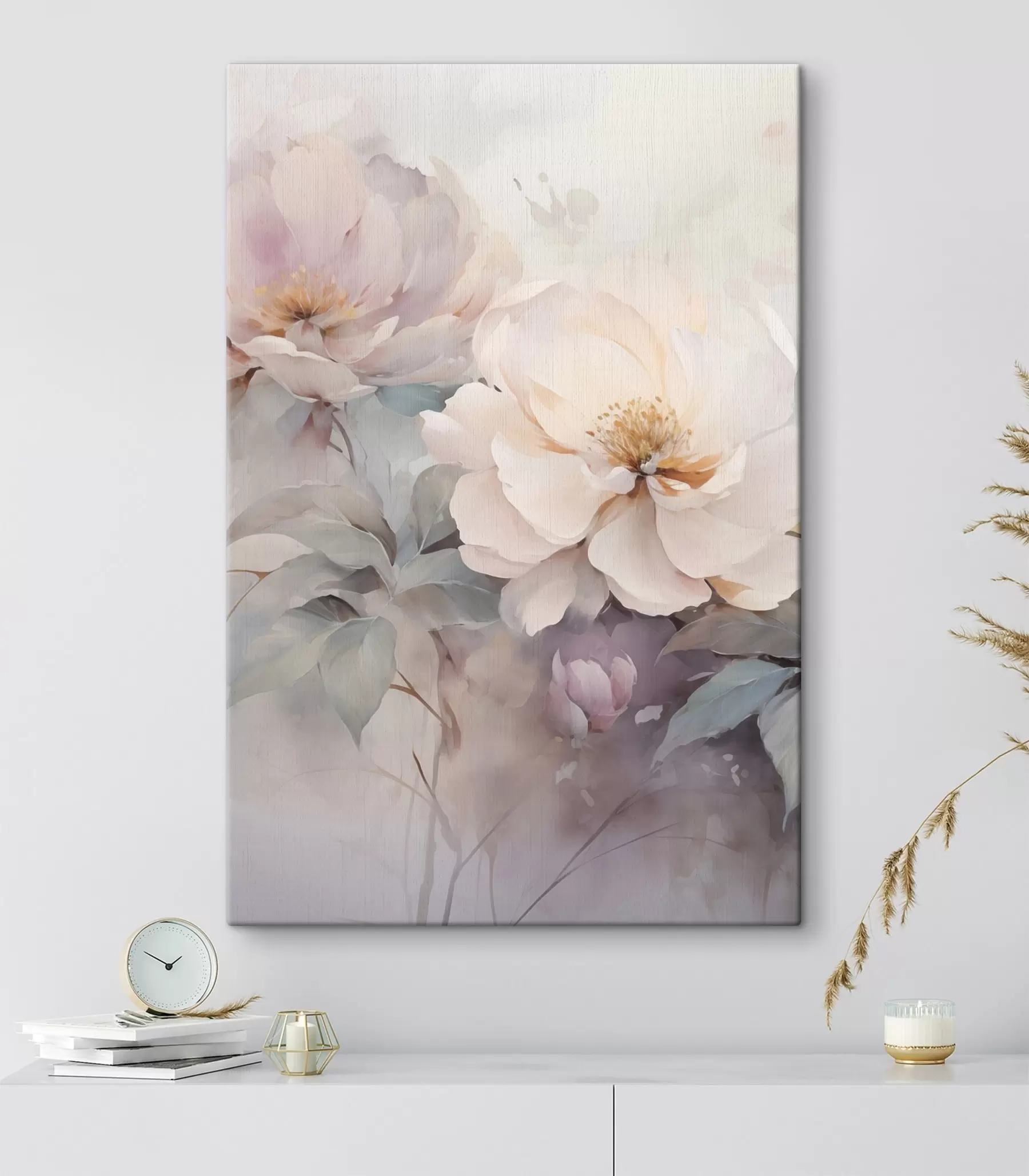  Peintures Pivoines aux teintes pastel délicates s49375