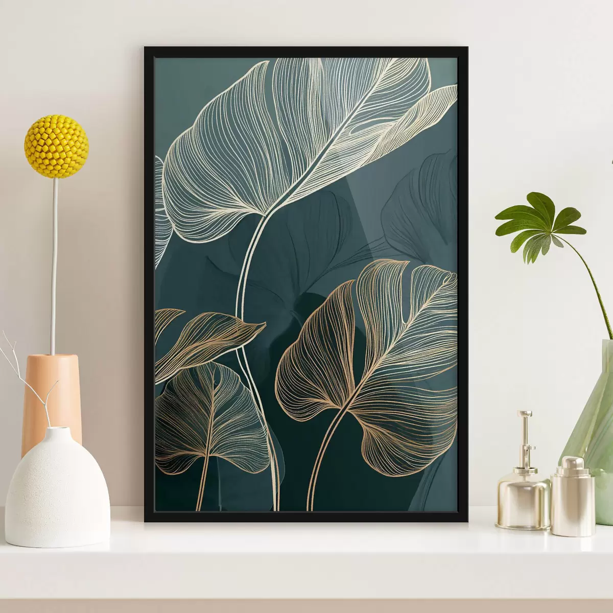 Affiche Contours de feuilles tropicales f49372