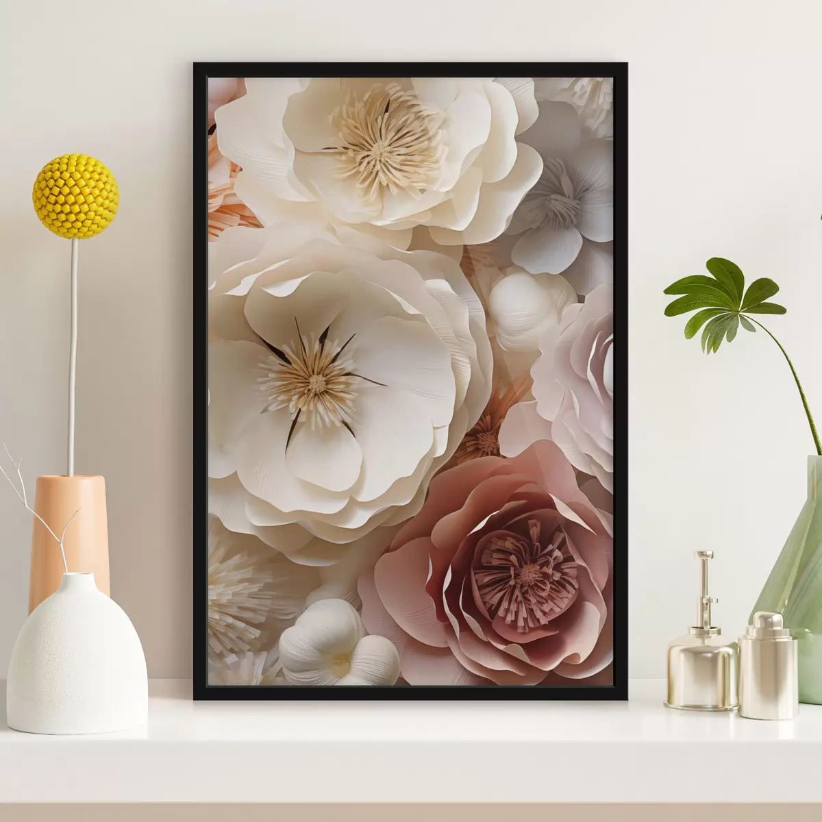 Affiche Des roses beiges dans un style contemporain f49374