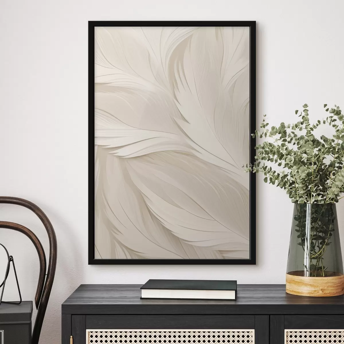 Affiche Abstraction volumétrique – Lignes beiges f49383