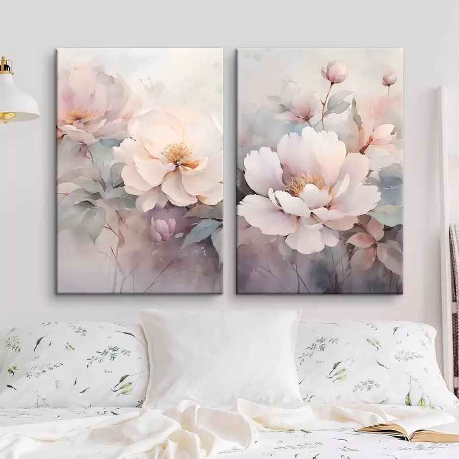  Peintures Pivoines aux teintes pastel délicates m30603