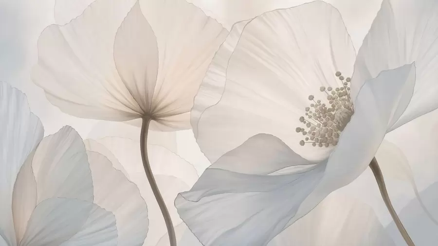 Papier peint photo De grandes fleurs aux teintes pastel délicates w05692