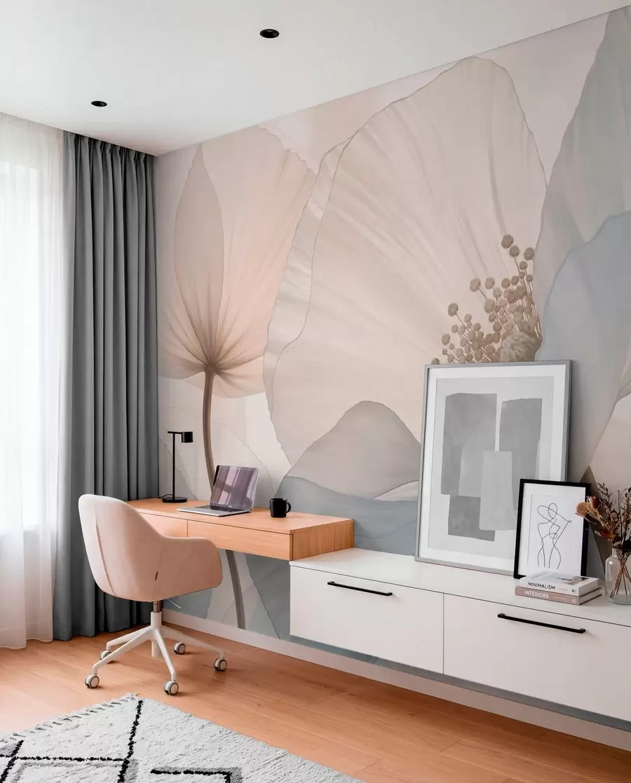 Fotobehang Zachte, grote bloemen in lichte pasteltinten w05692