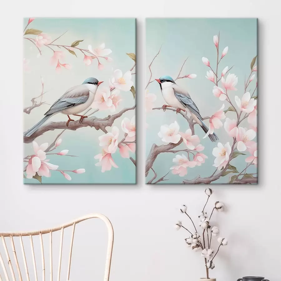  Peintures Des oiseaux sur des branches en fleurs m30608