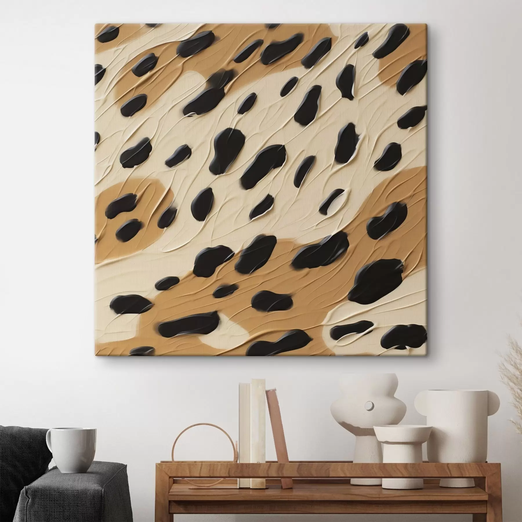  Peintures Taches noires sur un fond abstrait, imitation de peinture s49750