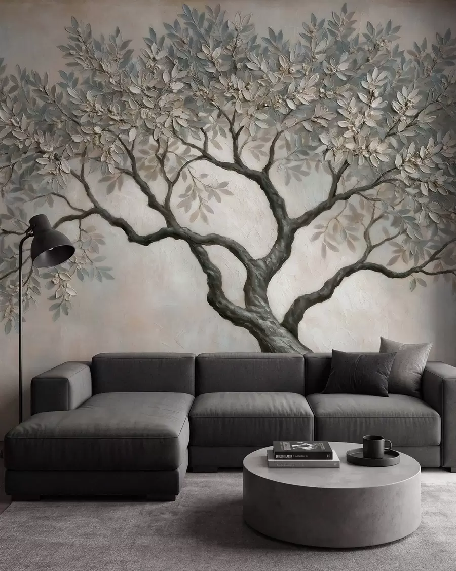 Fotobehang Oude boom in steentinten w09919