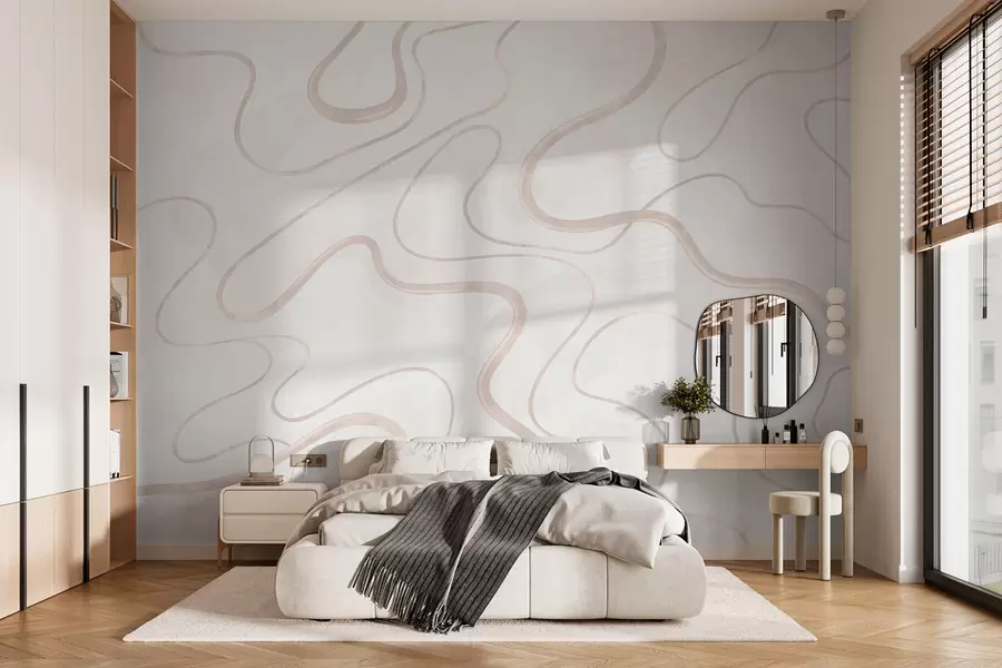 Fotobehang Abstracte, vloeiende lijnen op een lichte achtergrond w05726