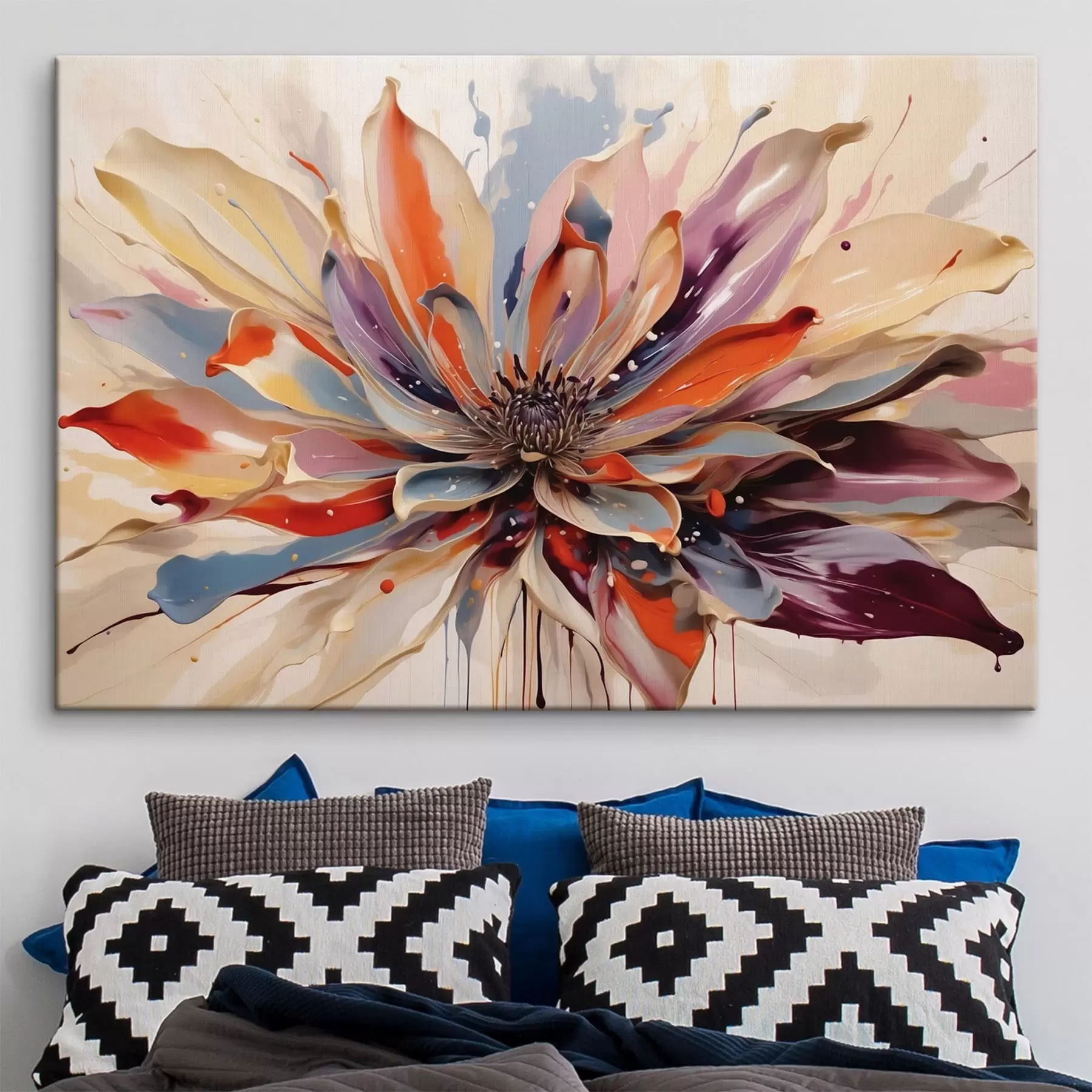 Peintures Fleur abstraite aux pétales aux couleurs vives s49358