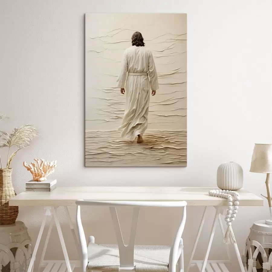  Peintures Une personne vêtue d'une robe claire qui avance s49359