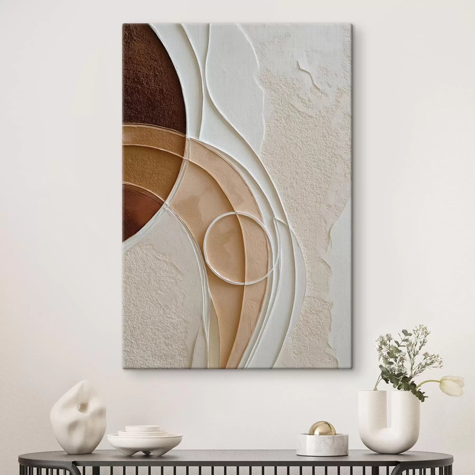  Peintures Composition abstraite composée d'arcs et de cercles fluides s49679