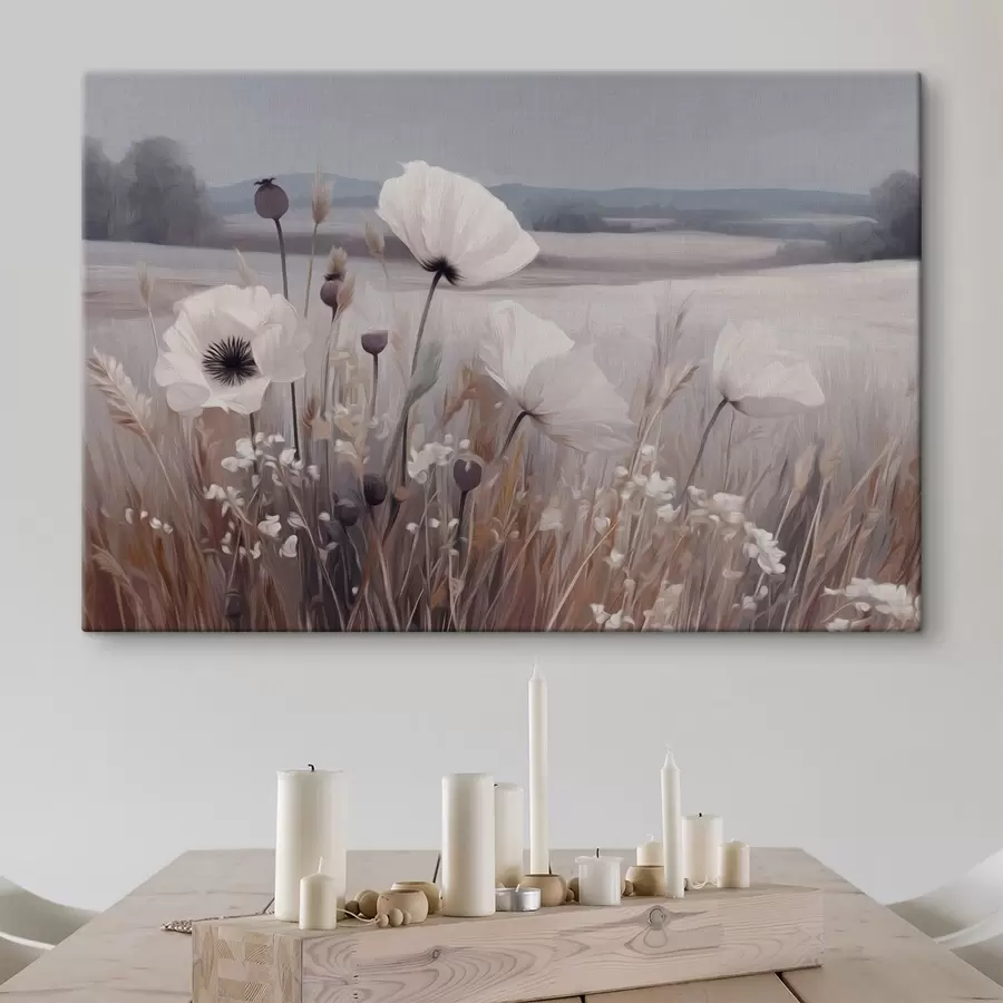  Peintures Des fleurs sauvages aux couleurs claires dans un paysage paisible s49680