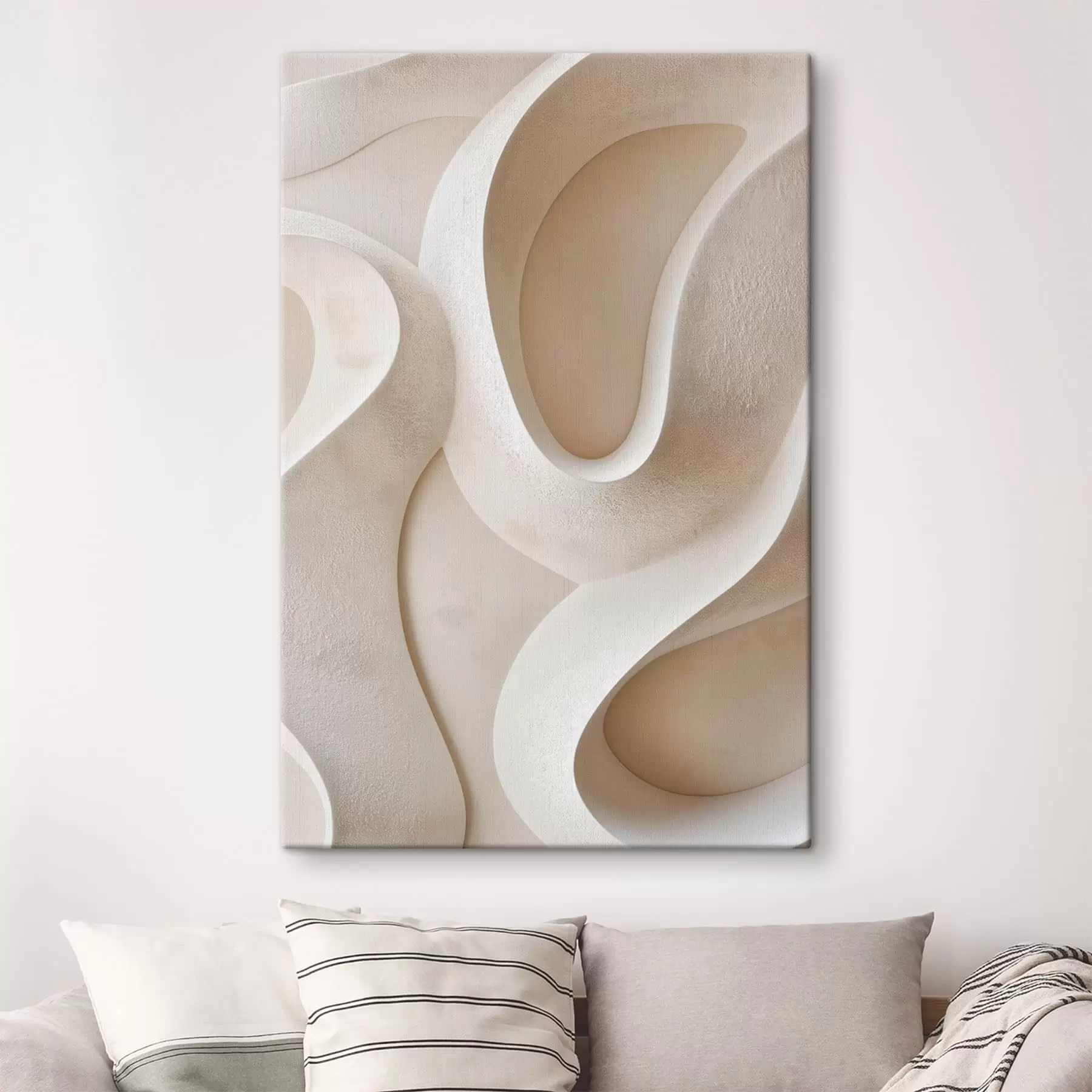  Peintures Formes abstraites et fluides dans des tons beige clair s49683
