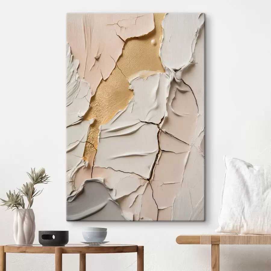  Peintures Surfaces claires et texturées, parsemées de fissures marquées s49686