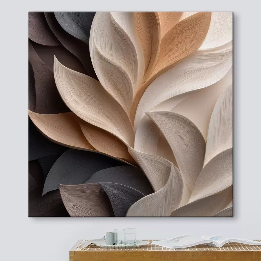  Peintures Feuillage abstrait dans des tons neutres et chauds s49690