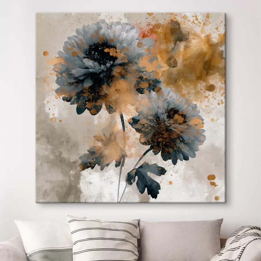  Peintures Fleurs stylisées agrémentées de touches décoratives s49693