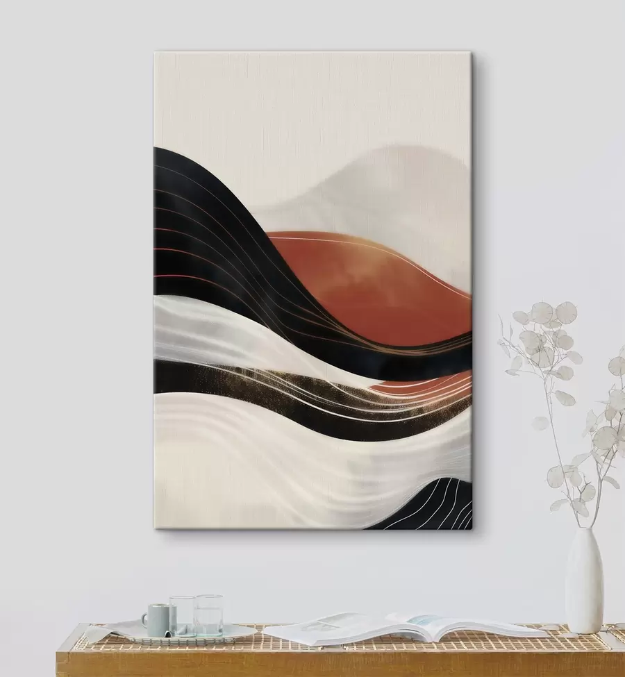  Schilderijen Abstracte golven in terracotta s49740