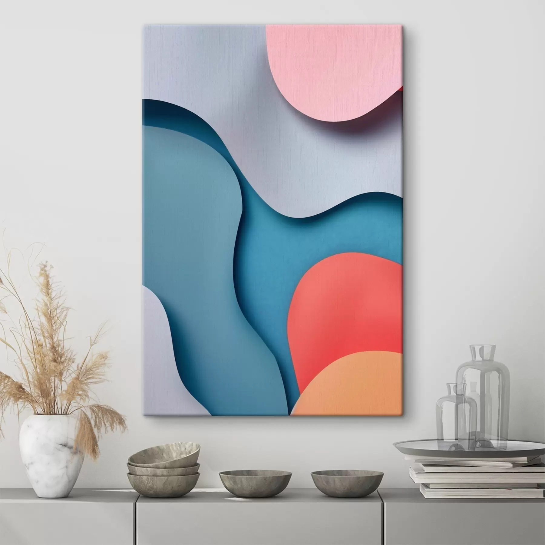  Peintures Abstraction volumétrique dans les tons bleus s49742