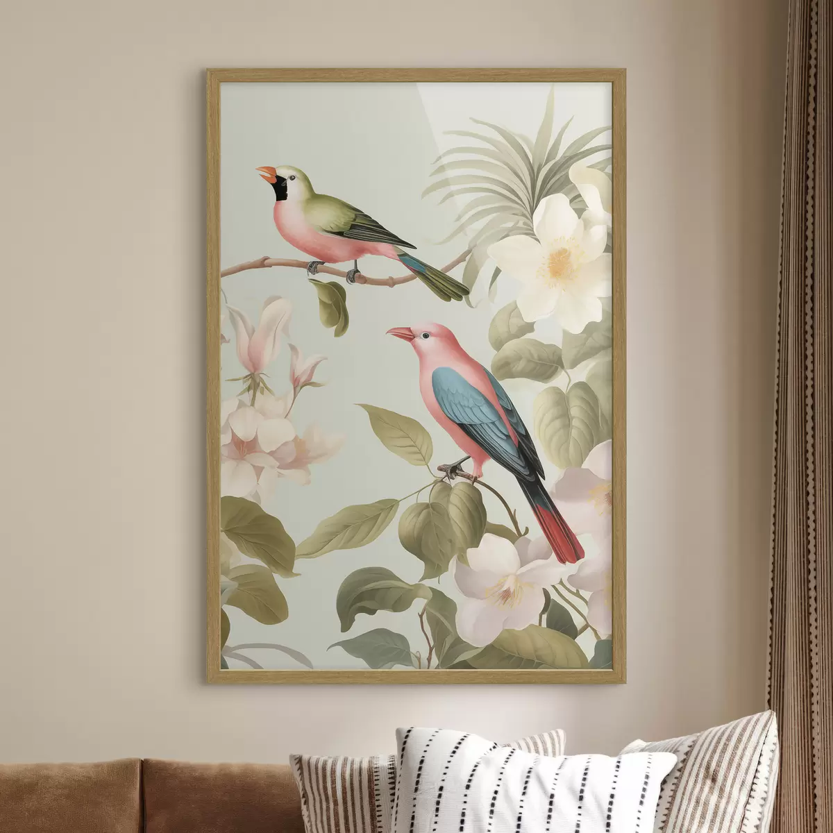 Affiche Un colibri dans un jardin en fleurs f49733