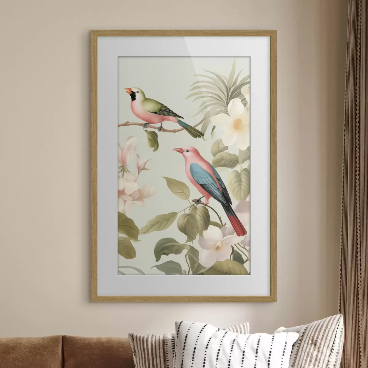 Affiche Un colibri dans un jardin en fleurs f49733
