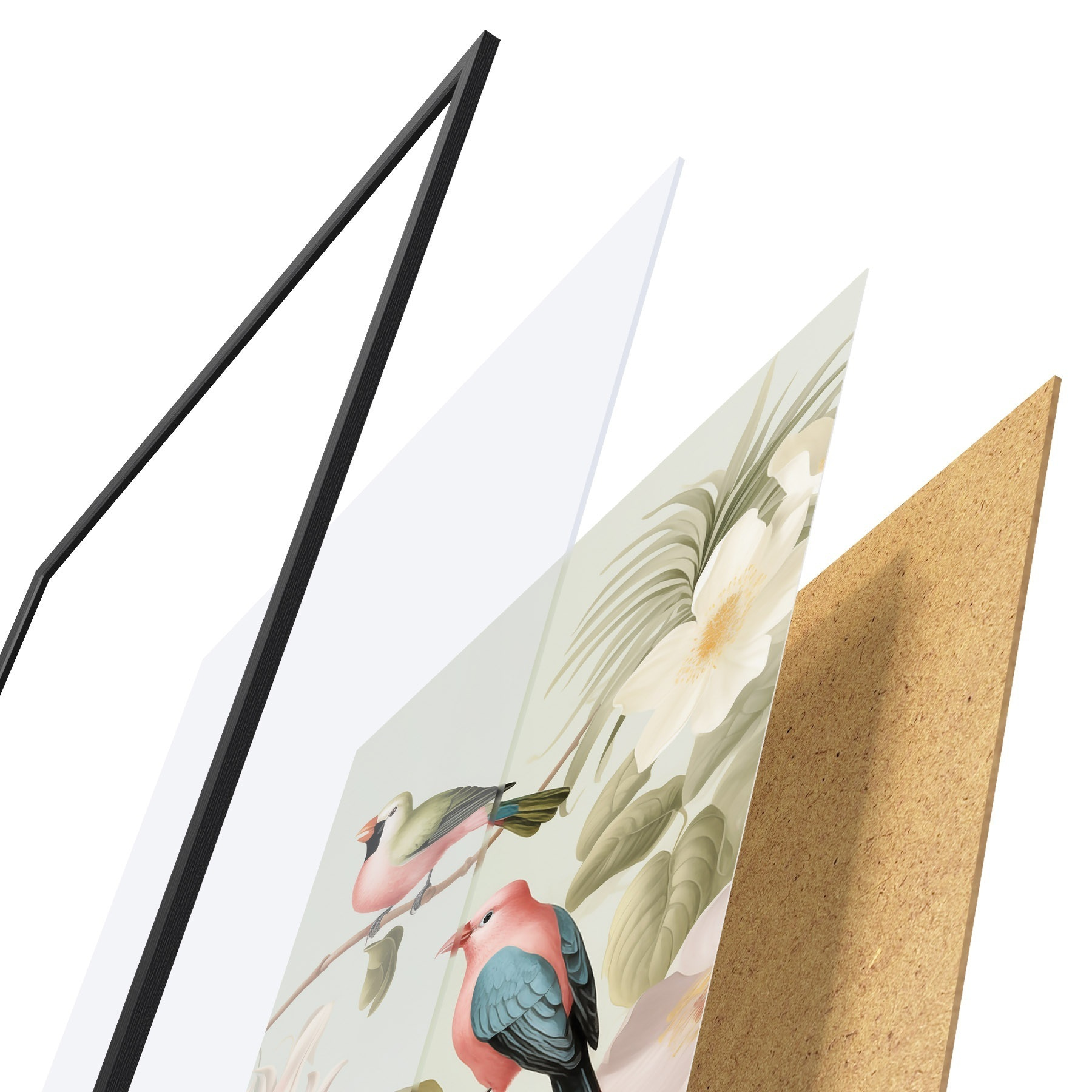 Affiche Un colibri dans un jardin en fleurs f49733