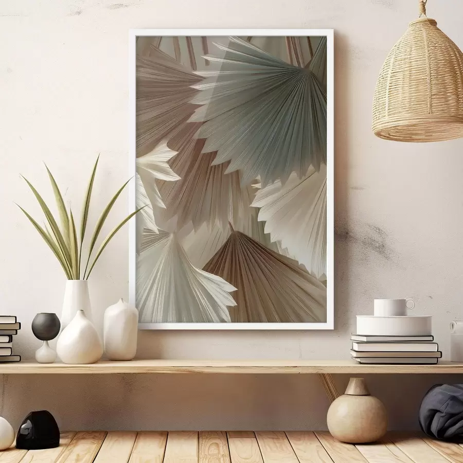 Fotobehang Tropische bladeren in beige tinten f49737