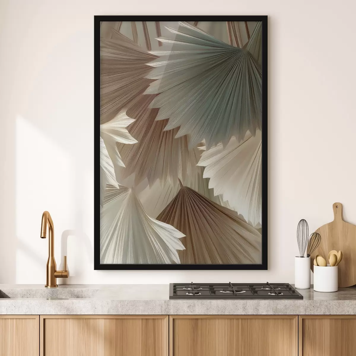 Affiche Feuilles tropicales dans des tons beiges f49737