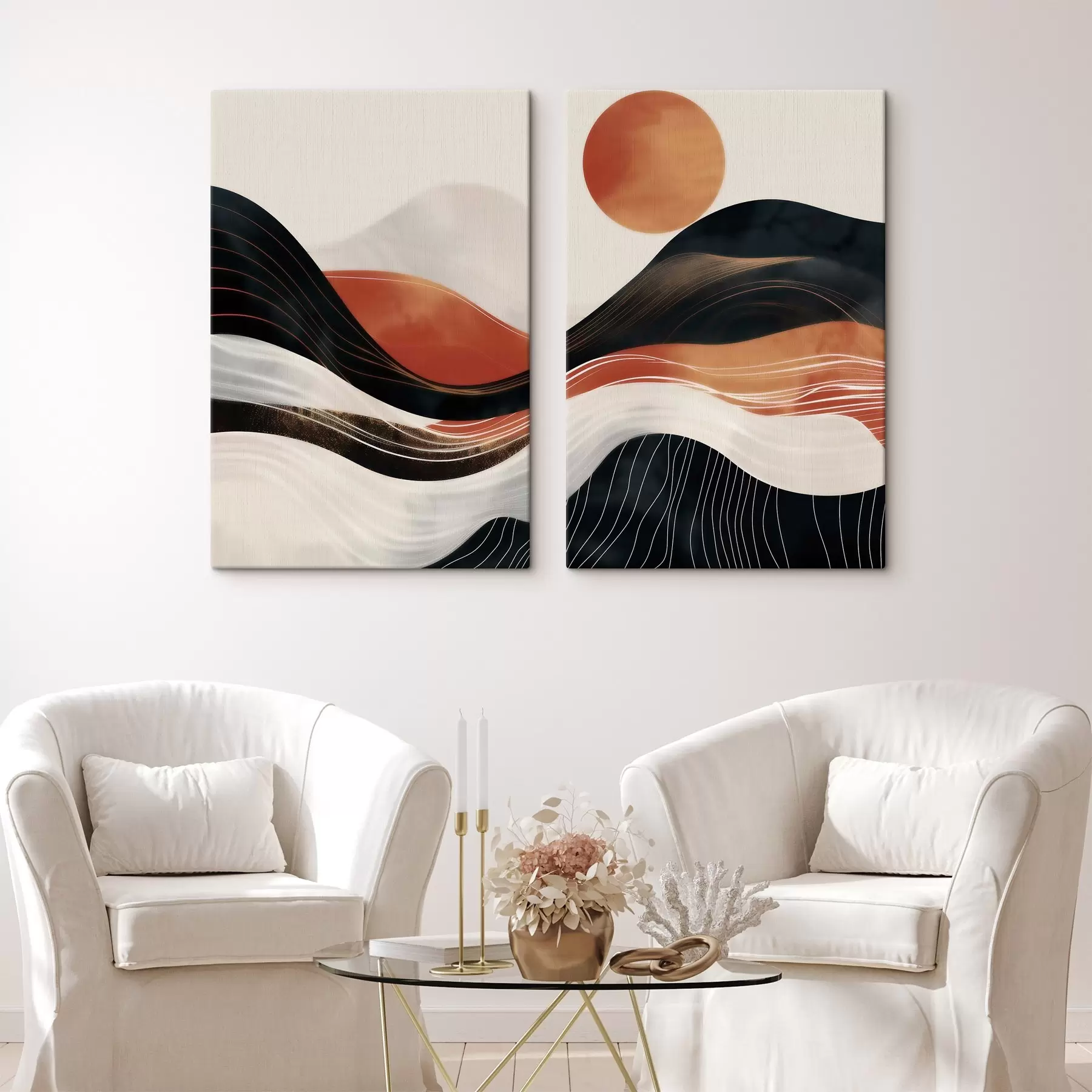  Peintures Paysage abstrait en terre cuite m30664