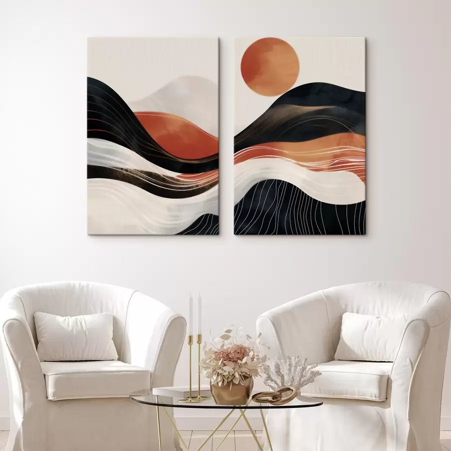  Schilderijen Abstract landschap in terracotta m30664