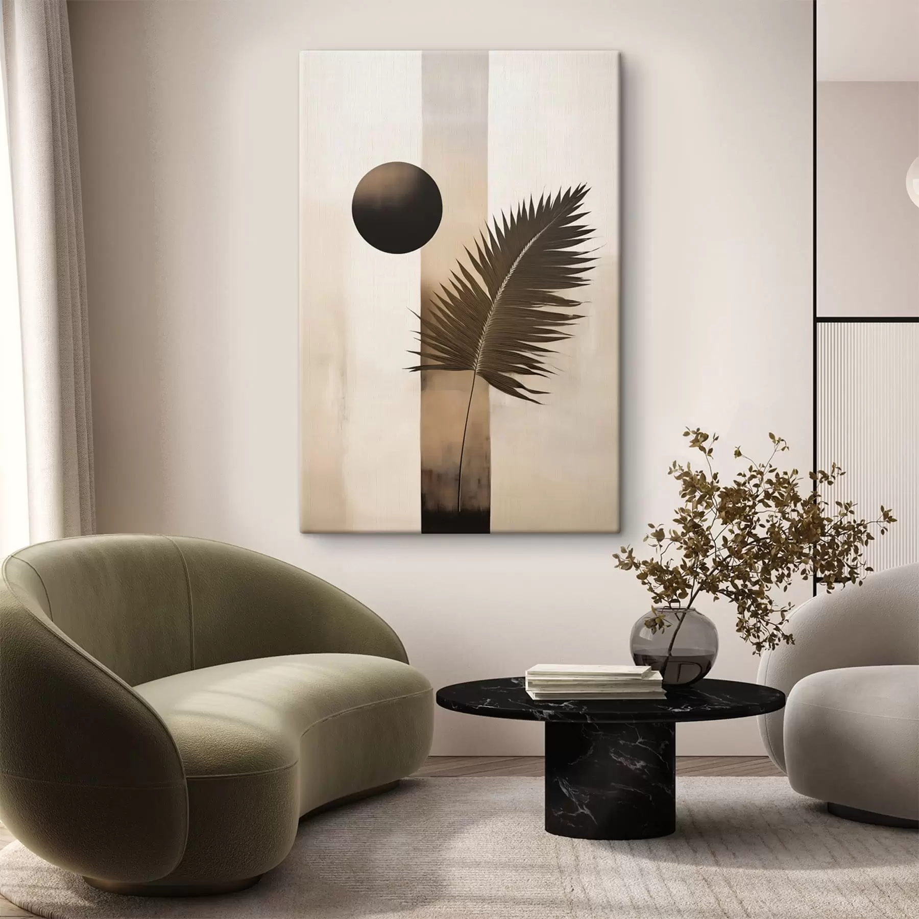  Peintures Une abstraction avec une feuille tropicale s49702
