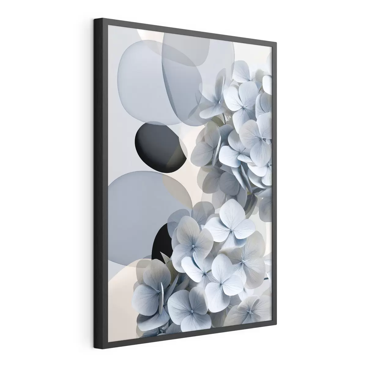 Poster Een moderne abstractie met hortensia’s f49699