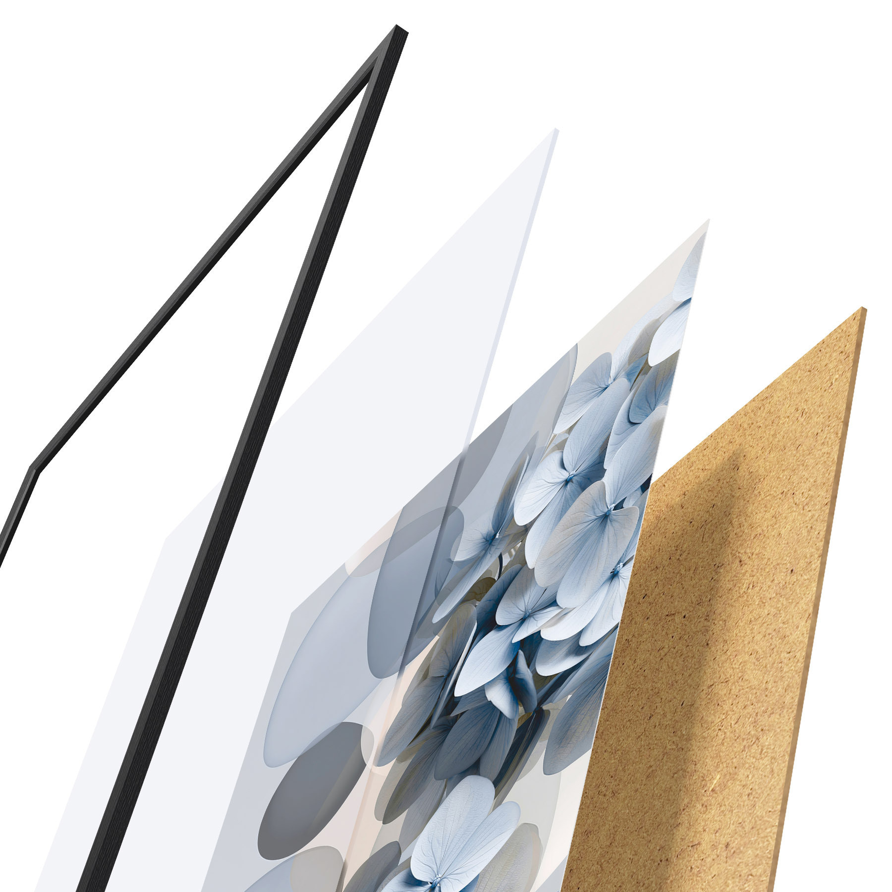 Poster Een moderne abstractie met hortensia’s f49699