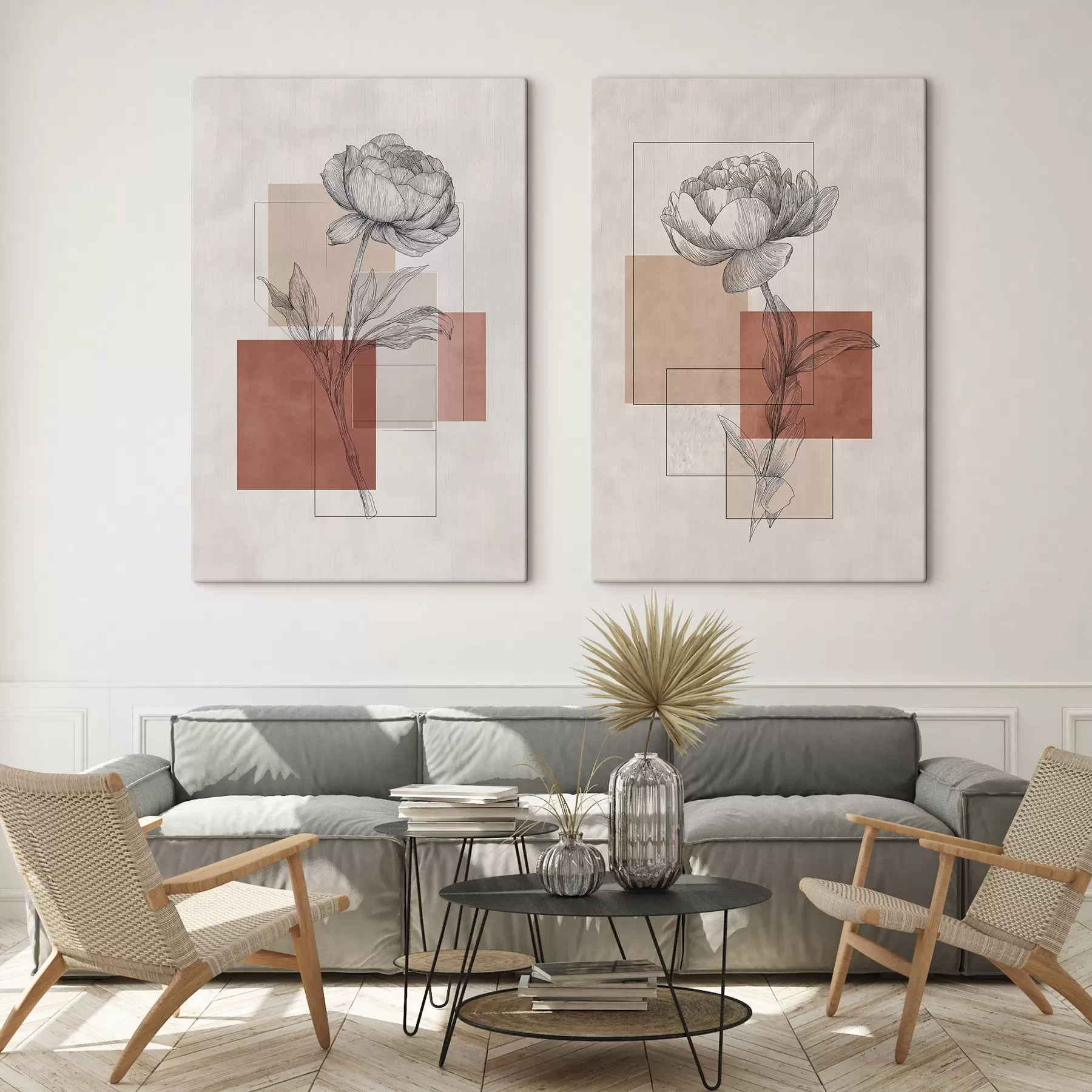  Peintures Pivoine géométrique m30706