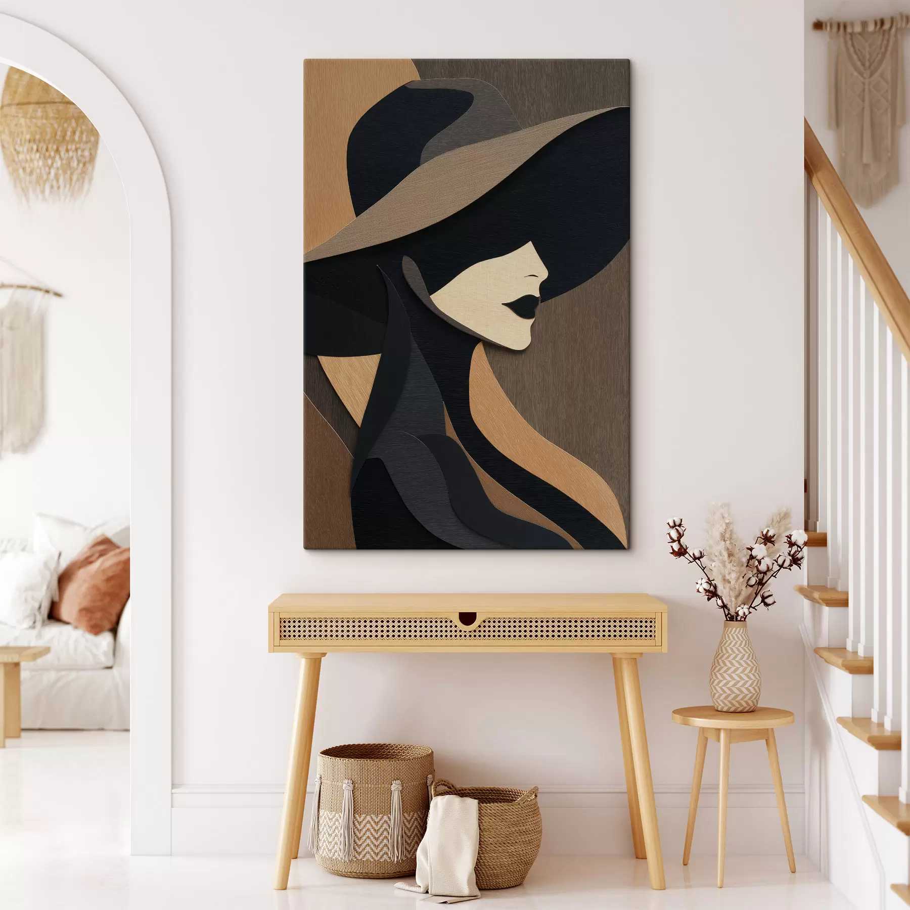  Peintures Silhouette d'une femme au chapeau s49824