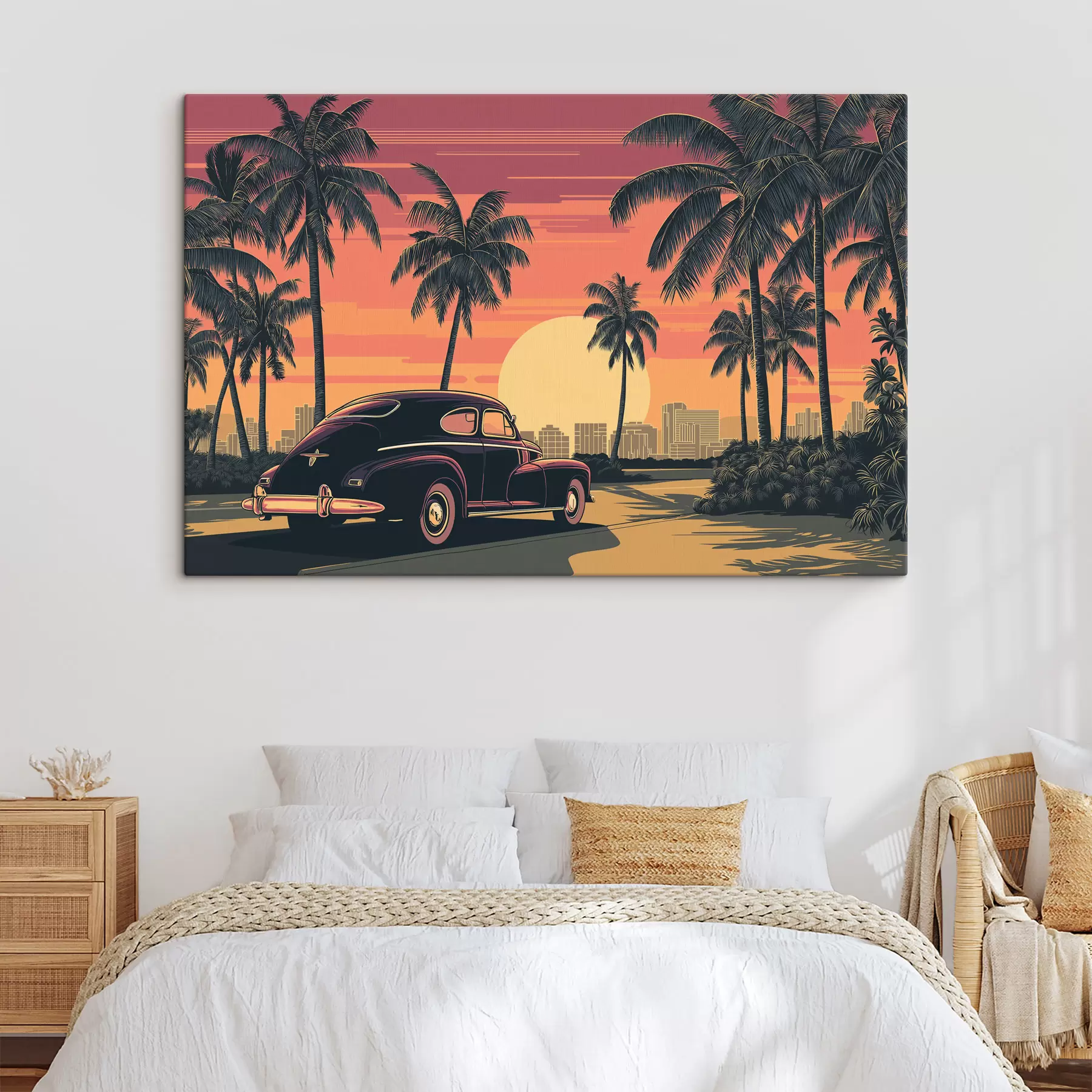  Peintures Voiture ancienne avec des palmiers s49833