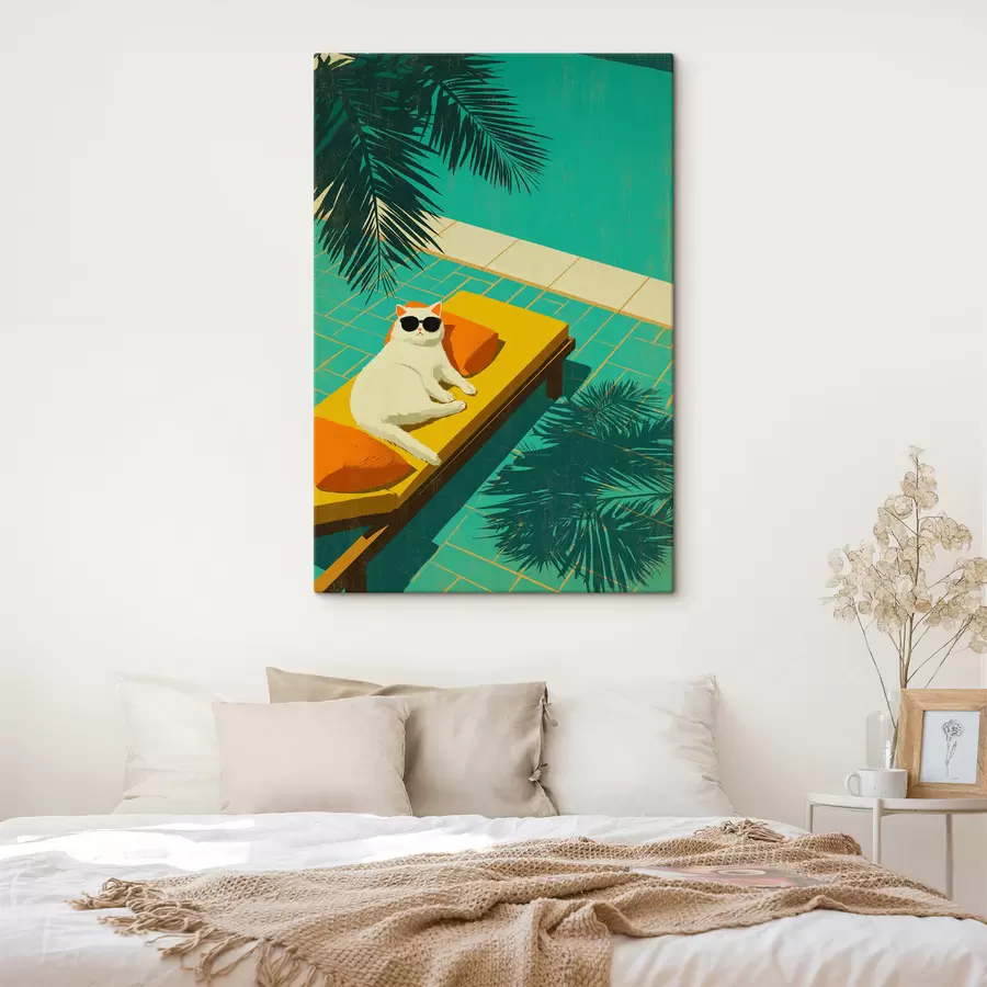  Peintures Un chat au bord de la piscine s49834