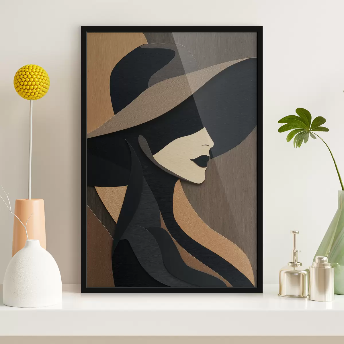 Affiche Silhouette d'une femme au chapeau f49824