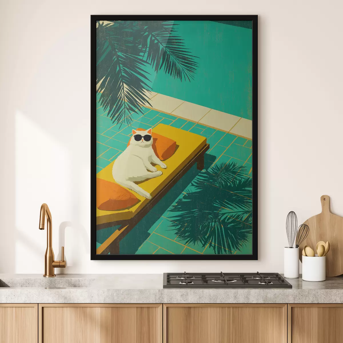 Affiche Un chat au bord de la piscine f49834