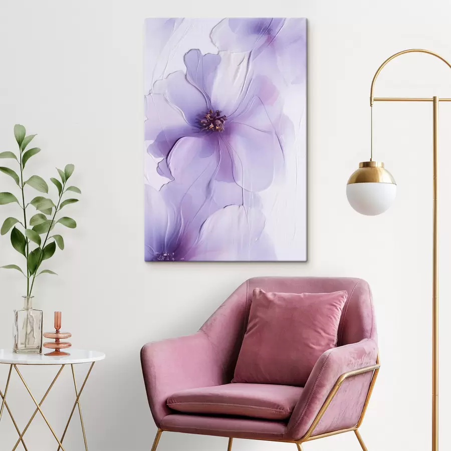  Peintures Des fleurs délicates aux détails raffinés, sur un fond blanc texturé s49762