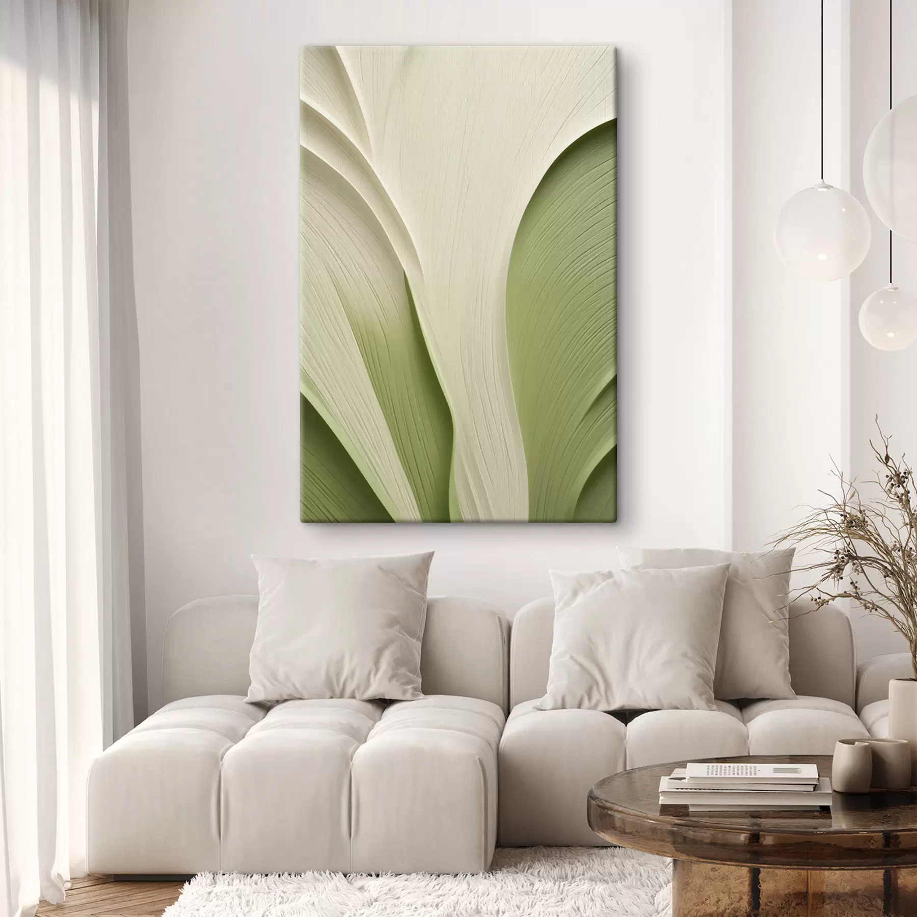  Peintures Texture abstraite aux nuances de vert et de crème s49771