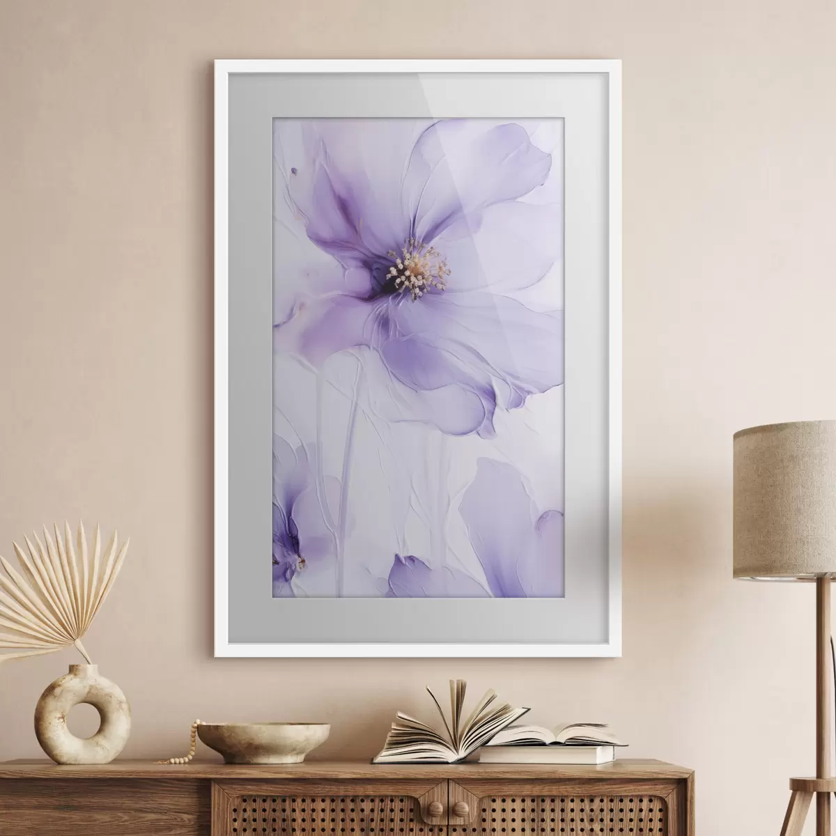 Affiche Des fleurs délicates aux détails raffinés, sur un fond blanc texturé f49761